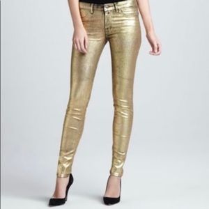 J Brand Super Skinny Gold Jeans